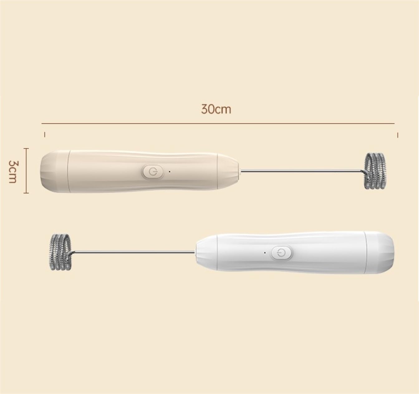 Espumador de Leche, Fabricante De Espuma De Mano Batidor Eléctrico Bebida Mezclador De Acero Inoxidable Espuma para Café Bubbler Leche para Capuchino(White,Battery)