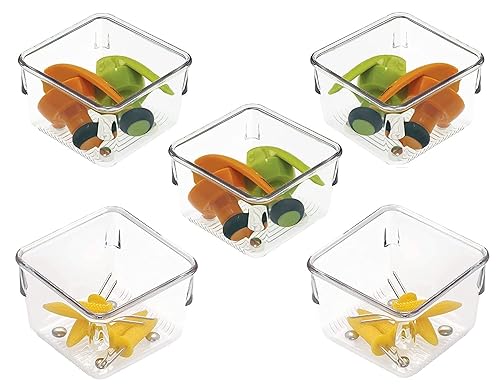 Image of Clear Plastic Drawer Organizers Set, Versatile Bathroom and Vanity Drawer Organizer Trays, Storage Bins for Makeup, Bedroom, Kitchen Gadgets Utensils and Office (4 PC SMALL TRAY)
