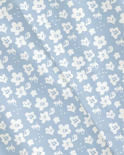 Image of Duvet Cover Twin /Twin XL - Floral Duvet Cover Set - 2 Piece - Blue Meadow | Soft Floral Duvet Cover 68 x 90 with 1 Pillow Sham, Comfy Floral Bedding Set, Hotel Luxury with Zipper Closures & Ties, Comfy