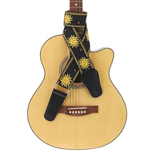 ZTTTD Sangle De Guitare en Tissu Double Tissé Motif Fleur De Soleil Se Termine en Cuir Véritable avec pour Basse De… - Les Beatles, Paul McCartney, John Lennon, RIngo Starr, George Harrison ZTTTD Sangle De Guitare en Tissu Double Tissé Motif Fleur De Soleil Se Termine en Cuir Véritable avec pour Basse De… – Image 3