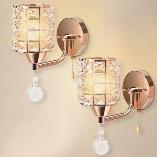 2 Pecas Arandela de Parede, Arandelas de Parede Dourado Decorativa Luxo Moderna Cristal, Luminaria de Parede, Luminária de Parede, Arandelas, Arandela Interna, Luminaria Parede, Arandela Quarto