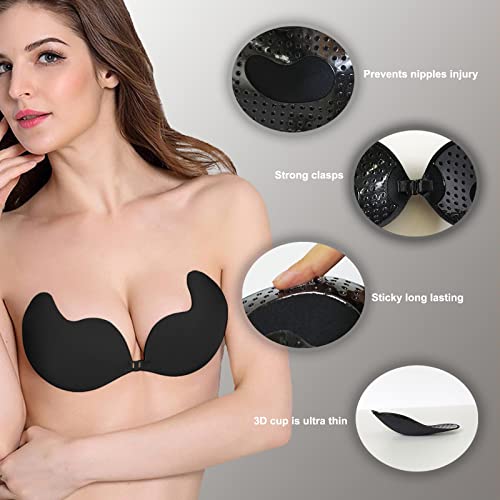 Adhesive Bra,2 Pairs Sticky Bra Push Up Backless Invisible Bras For Women Reusable Strapless Stick On Bra N #TOP3