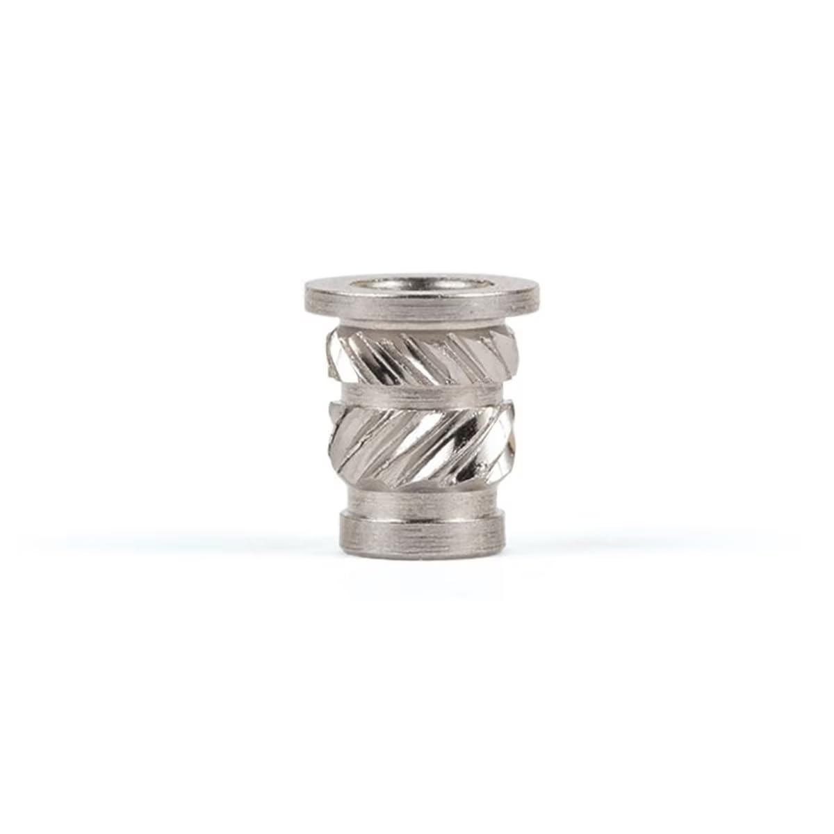 Threaded Inserts for Plastic, 4-40, Straight, Flanged, Stainless Steel Threads, Heat-Stake Installation, Pack of 25, FL-440-HI-CR