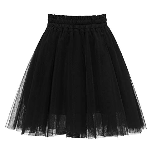 Girstunm Tulle Skirts for Women Elastic Waist Dancing Skirt Mesh Tulle Above Knee Skirts2
