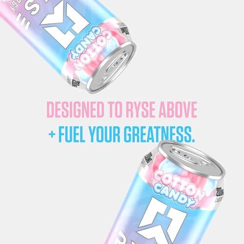 Image of RYSE Fuel Energy Drink - Cotton Candy - Sugar Free, Gluten Free & Vegan - 200mg Natural Caffeine, Taurine & Choline for Focus & Energy - No Artificial Colors - 16 fl oz Cans (12-Pack)