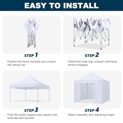 Image of MASTERCANOPY 10x10 Premium Pop Up Canopy Tent with Sidewalls, White