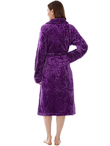 Pavilia Premium Womens Plush Soft Robe Fluffy, Warm, Fleece Sherpa Shaggy Bathrobe (L/Xl, Purple) #TOP1
