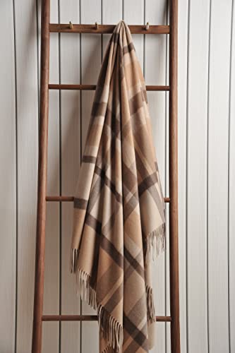 Ep Mode 100% Pure Cashmere Throw Blanket For Sofa, Classic Design With Gift Box (Camel Tartan) #TOP4