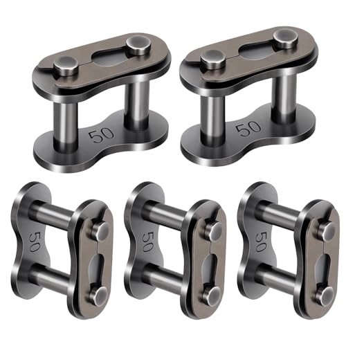 Image of 5 Pack #50 Roller Chain Connecting Links Heavy Duty Carbon Steel Master Connector Link for Agricultural Machine, Motorcycles, Mini Bike, Go-Karts, Snow Removal Machines