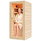 Jocisland 1 Person Infrared Sauna – 746W/110V Red Light, Pre-Warms to 149℉ in 15 Minutes, 106lbs Lightweight Spruce Wood Infrared saunas, Compact Dry Sauna for Home Spa & Apartments