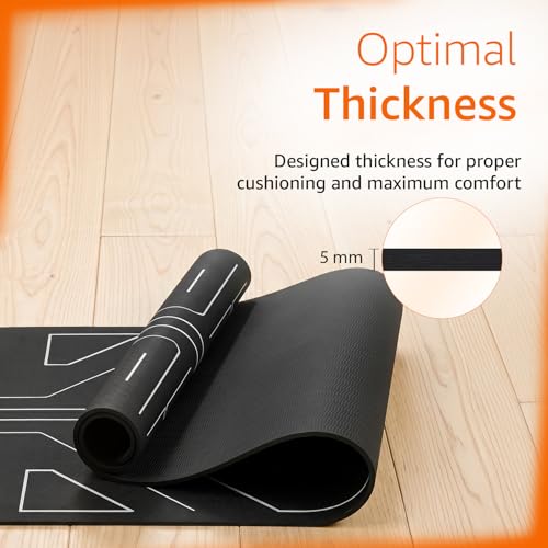 Image of Amazon Basics Yoga Mat with Carry Bag | 6 mm Thick Cushioning | GuideAlign Posture Alignment Markings | Reversible Dual-Texture Non-Slip Surface | Lightweight & Durable | Floor Protection | Ideal for Yoga, Stretching & Fitness | 6 x 2 ft | Black & White