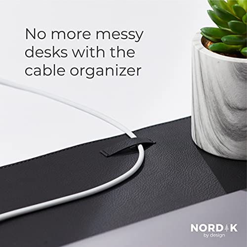 Image of Nordik Leather Desk Mat - Pebble Black - Large Leather Desk Pad 35x17 in