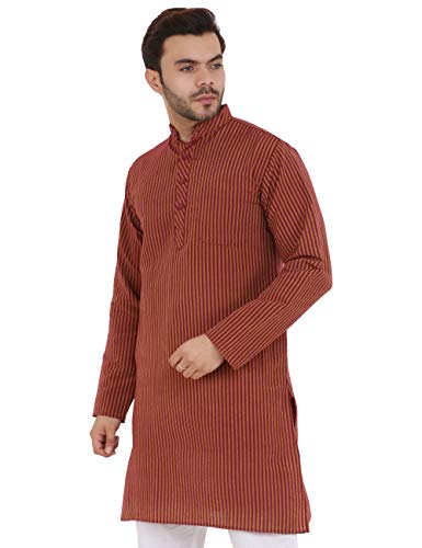 Image of LATEST CHIKAN Men's Cotton Blend Regular Striped Kurta
