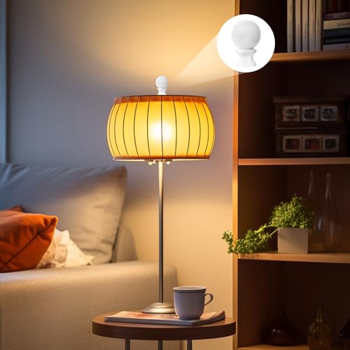 2 PCS Small Lamp Finials 1-1/2 Inch White Ball Knob Lamp Shade Finials for Table Floor Lamps, Thread Size 1/2-28 Finial Lamp-Shade Top Screw Lamps Topper Knob Decoration Lamp-Shade Screw Cap