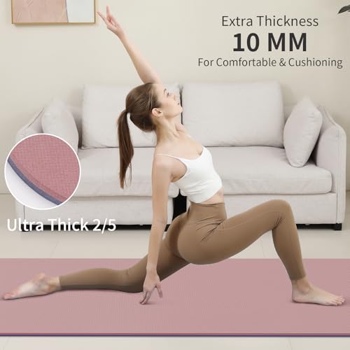 Image of PAIDU Yoga Mat Non Slip Anti-tear,extra thick-2 /5 inch(10MM)High Resiliency Professional POE Yoga Mats for Women Men Kids,72 inchx24 inchinch,Workout, Yoga, Pilates and Floor Exercise, with Carrier Strap