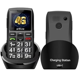 artfone C1+4G Telefoon voor Senioren丨Senior Mobiel met Grote Toetsen en Hoog Volume丨Contacten met Afbeeldingen丨SOS-Knop丨Oplaa... Batterij丨Spraakbericht voor Tijdsaankondiging - Zwart