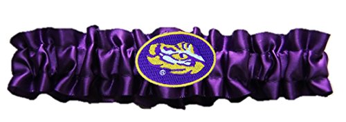 Divine Creations LSU Dainty Satin Garter, Purple/Yellow Gold