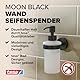 tesa Moon Black Seifenspender, matt schwarz, Pumpspender aus satiniertem Glas, 200 ml - für Bäder im Industrial Style und Moderne Badezimmer - bohrfrei, inkl. Klebelösung - 70 mm x 171 mm x 119 mm