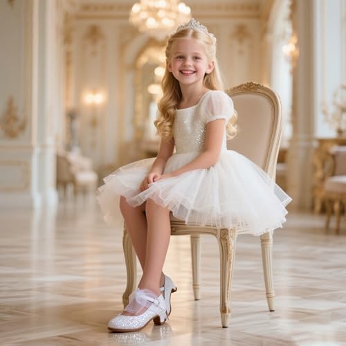 Image of THEE BRON Girls Low Heel Dress Shoes Mary Jane Party Wedding Flower Girl Pumps