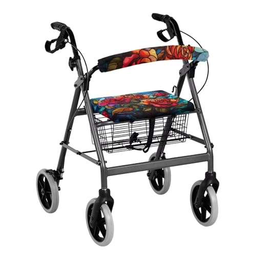 Vanideaoty Rose Accesorios para Rollator Fundas de asiento y respaldo suaves y transpirables, adecuadas para parques, fundas de asiento y respaldo, fáciles de instalar