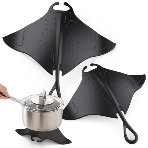 UMIRRO Silicone Trivet Mats for Hot Dishes, Pots and Pans, 2 Pack-Black
