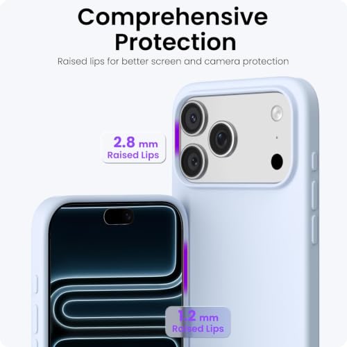 Image of ORNARTO Compatible with iPhone 17 Pro Max Case 6.9 inch, Slim Liquid Silicone 3 Layers Soft Gel Rubber Shockproof Protective Cover with Anti-Scratch Microfiber Lining-Baby Blue