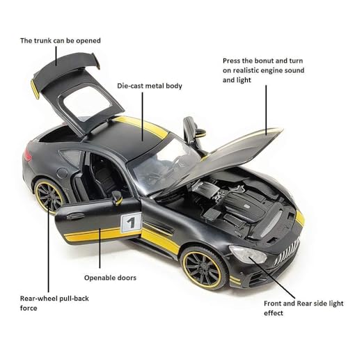 Image of Diecast Metal AMG GTR 1:32 Model Car Exclusive Alloy Metal Pull Back Die-cast Car Pullback Toy car with Openable Doors & Light Music Best Gifts Toys Kids