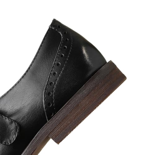 TinaCus Genuine Leather Handmade Round Toe Strap Buckle Women's Retro Flat Shoes4