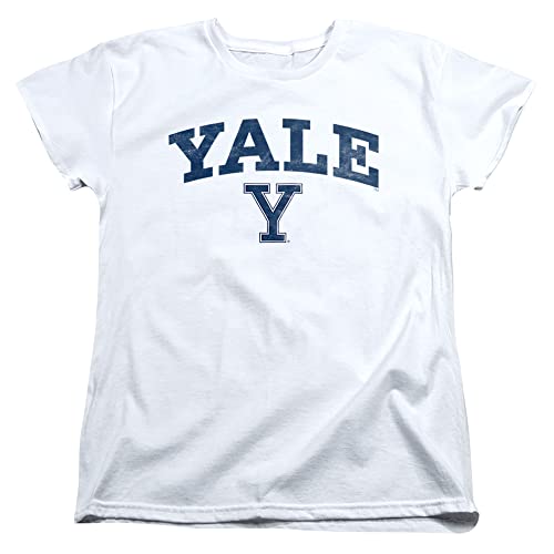 Yale University Official Bulldogs Logo Women's T Shirt,White, Small