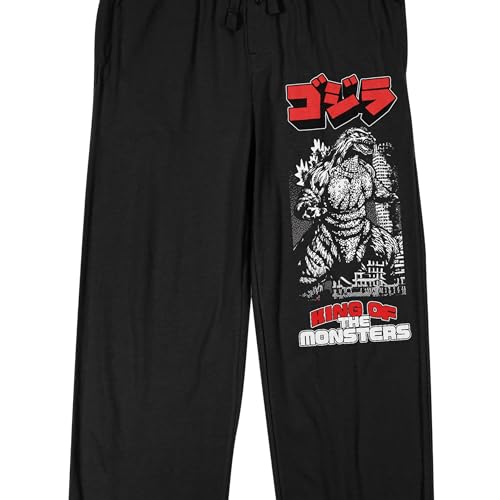 Godzilla Classic Kanji Character Men's Black Sleep Pajama Pants2