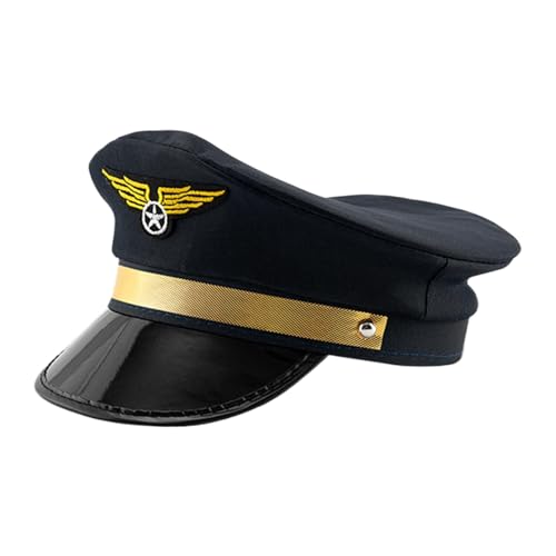 Genérico Capitán piloto Sombreros para hombres, capitán piloto Hat - Capítulo de vacacifores,Capitán de avión del avión piloto ajustable para el accesorio de disfraces de fiesta de Halloween