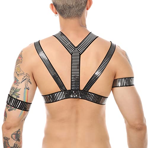 Image of Mens Harness Belt Nylon Elastic Body Shoulder Strap Sexy Halter Club Wear Cosplay Costume