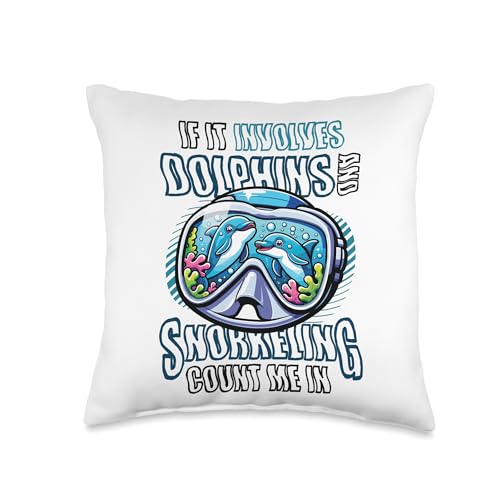 Dolphin Snorkeling Throw Pillow