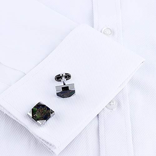 Wpyyi Glazed Stone Cufflinks For Shirt Vintage Strap Cuff Link Wedding Dress Cuff Button For Groomsmen (Color : Titanium Plated) #TOP1