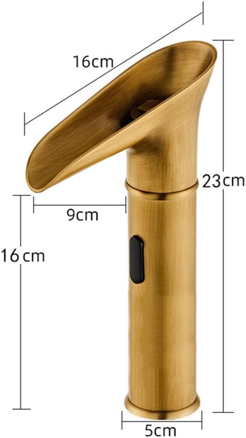 Retro LED Color Changing Touchless Bathroom Faucet - Hot & Cold Water Mixer Waterfall Design Chrome Finish Modern Sink Tap for Luxury Bathroom Decor
