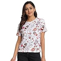 JUNEBERRY® Cotton Regular Fit Printed Half Sleeves T-Shirt for Women