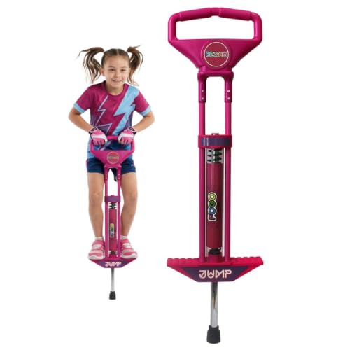 Rexco Kids Pogo Stick Spring Powered Jumper | Heavy Duty Bounce Toy with Non Slip Foot Grips | Outdoor Jump Toy for Boys & Girls Age 5+ | Pogo Jumper Garden Play | Pink