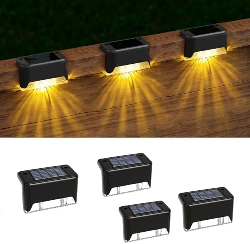 Solar Light Outdoor Garden lamp Home Stair Step Lights Waterproof Balcony Led Solar Powered Lights, Acrylonitrile Butadiene Styrene (4, Compact)