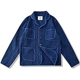 [Yizibuur] スーツジャケット 藍染め手仕上げ 刺し子素材ワークコート リカジュアルスタイル 大人男性向け シーズン対応 単色デザイン オフィス着用可能（綿 5サイズ展開）