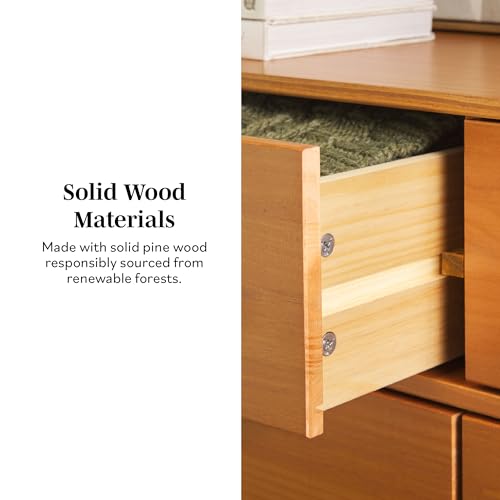 Walker Edison Sloane 6-Drawer Solid Wood Dresser with Metal Handles, 52 Inch, Caramel - Image 5