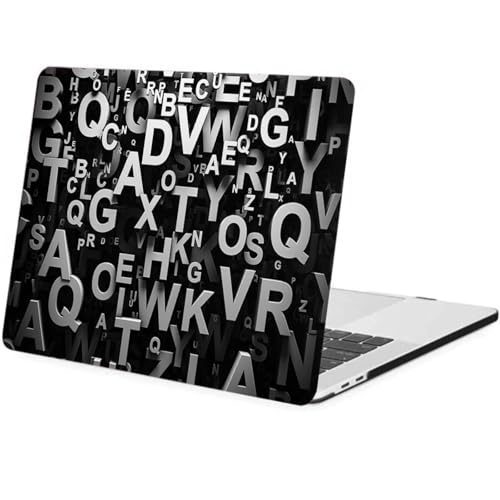 Coque MacBook Pro 14 rigide en plastique avec motif lettres blanches pour modèles M1 à M5