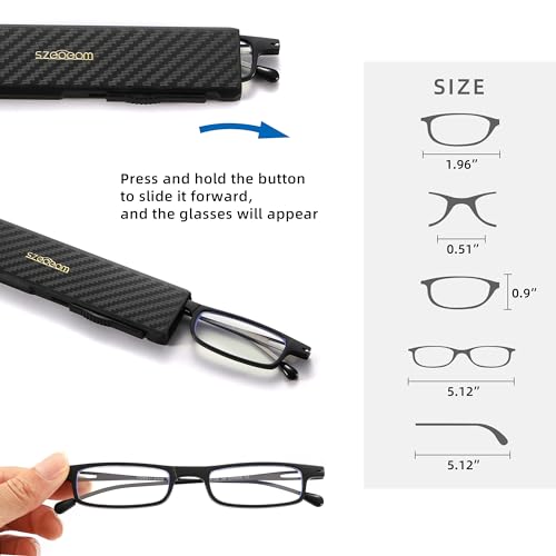 SZEOEOM Ultra thin Folding Reading Glasses Women Men Lightweight TR90 Blue Light Blocking Anti Foldable Compact Computer Readers Portable Slim Flat sturdy case Black +2.0 (GRAY - Image 2