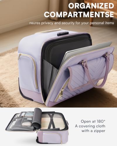 Image of Arcoyard Rolling Laptop Bag Women, Rolling Briefcase for Women for Work, 17 Inch Computer Bag with Wheels, Fashion Flap Laptop Bag With Wheels for Work Business, TSA Friendly Design, Light Purple