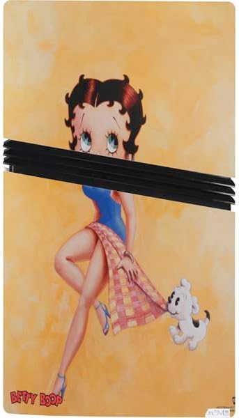 Skinit Decal Gaming Skin Compatible with PS5 Pro Bundle - Officially Licensed Betty Boop with Puppy Orange Background Design