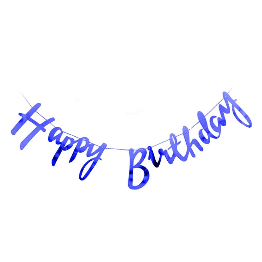 Sponsored Ad - Rozi Decoration Happy Birthday Banner – Metallic Blue Foil Letter Garland for Birthday Party Decorations – Reusable Hanging Decoration for Boys, Girls, Adults & Kids – Elegant Script Font