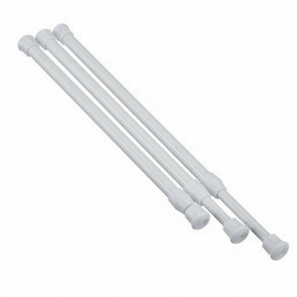Culinablend White Curtain Rod Extendable Bathroom Spring Loaded Extendable Telescopic Tension Curtain Rail Pole Voile Rod For Bathroom Kitchen Wardrobe(60-110Cm)