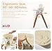 KUB High Chair for Babies and Toddlers Adjustable Foldable Convertible 5 Point Harness Easy Clean Wood-Printed Metal with Removable Tray Baby Highchair for Family (White&Natural Wood-Printed Metal)