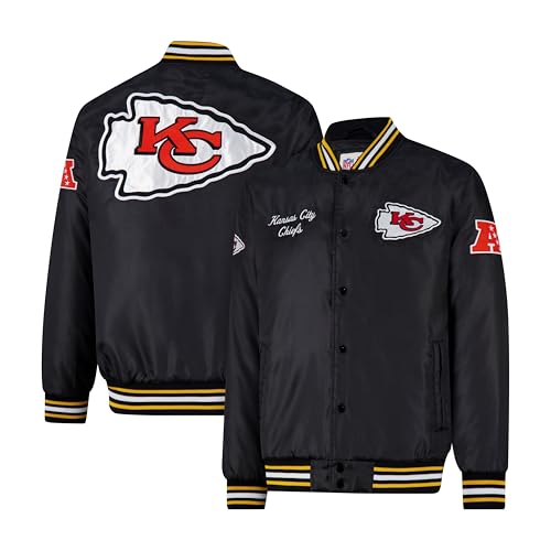 Ultra Game Adults NFL Official Supreme Satin Jacket Kansas City Chiefs Current Logo Medium