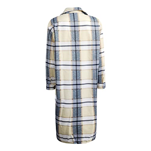 Women's Flannel Plaid Shacket Woolen Button Down Jacket Oversized Trench Coat Long Sleeve Shirt Coats With Pockets #TOP4