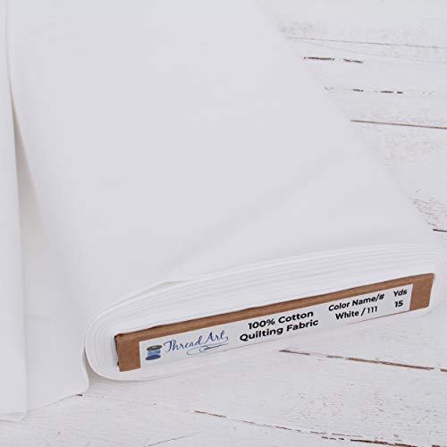 ThreadArt Premium Cotton Quilting Fabric Sold by The Yard - White - 44